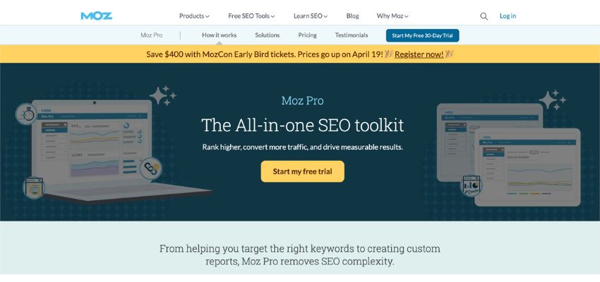 MozPro is also a great option as an SEO tool. 