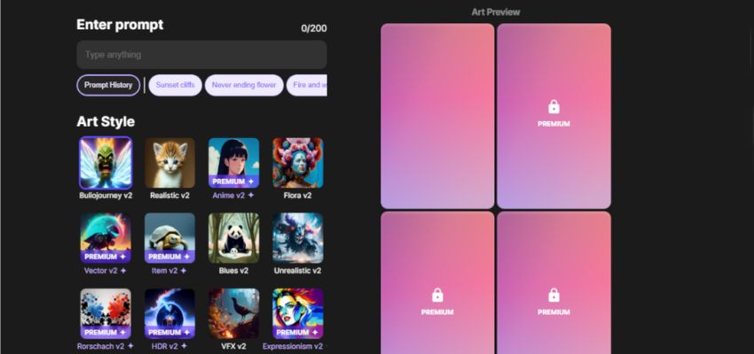 Top 10 Cutting-Edge AI Image Generator Worth Trying In 2024 31 Interface of Wombo.